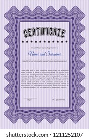 Violet Certificate of achievement template. Sophisticated design. Customizable, Easy to edit and change colors. Easy to print. 