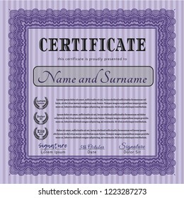 Violet Certificate of achievement template. Superior design. With quality background. Detailed. 