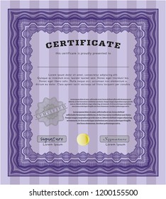 Violet Certificate. Artistry design. Complex background. Customizable, Easy to edit and change colors. 