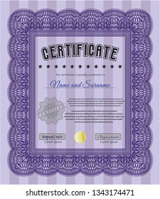 Violet Certificate. Artistry design. Easy to print. Detailed. 