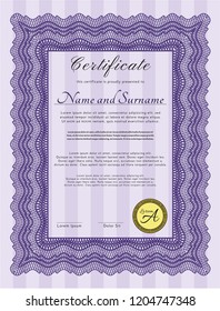 Violet Certificate. With complex background. Perfect design. Customizable, Easy to edit and change colors. 