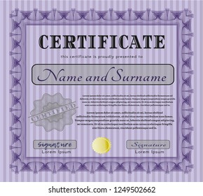 Violet Certificate. Customizable, Easy to edit and change colors. Easy to print. Excellent design. 