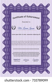Violet Certificate. Customizable, Easy to edit and change colors. With background. Money Pattern design. 