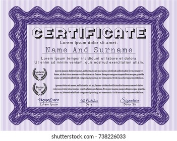 Violet Certificate. Detailed. With background. Retro design. 