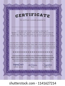 Violet Certificate. Detailed. Printer friendly. Nice design. 