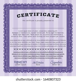 Violet Certificate diploma or award template. Customizable, Easy to edit and change colors. Easy to print. Artistry design. 
