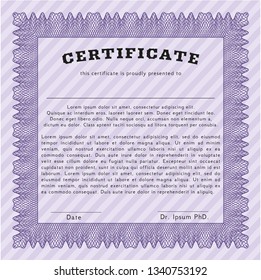 Violet Certificate or diploma template. With background. Modern design. Customizable, Easy to edit and change colors. 