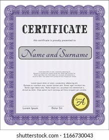 Violet Certificate or diploma template. Beauty design. Detailed. With quality background. 
