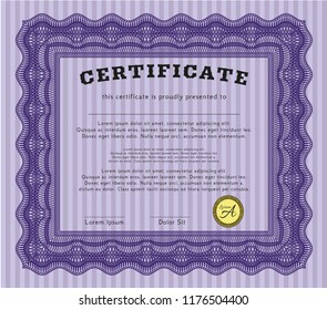 Violet Certificate or diploma template. With complex background. Customizable, Easy to edit and change colors. Modern design. 