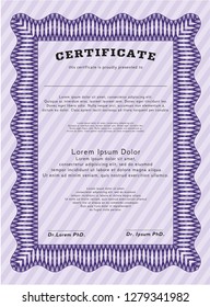 Violet Certificate or diploma template. Easy to print. Nice design. Detailed. 