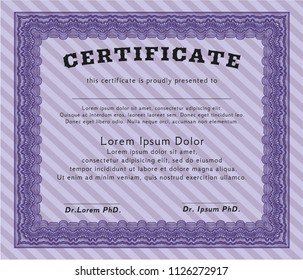 Violet Certificate or diploma template. Good design. With quality background. Detailed. 