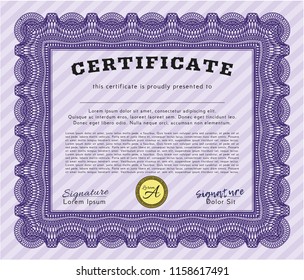 Violet Certificate or diploma template. Modern design. With quality background. Customizable, Easy to edit and change colors. 