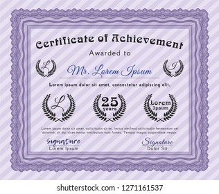 Violet Certificate or diploma template. Nice design. Customizable, Easy to edit and change colors. With quality background. 