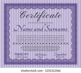 Violet Certificate or diploma template. Perfect design. Easy to print. Customizable, Easy to edit and change colors. 
