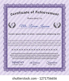 Violet Certificate or diploma template. Perfect design. Detailed. With quality background. 