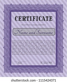 Violet Certificate or diploma template. Printer friendly. Sophisticated design. Customizable, Easy to edit and change colors. 