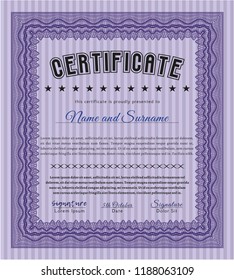 Violet Certificate or diploma template. Printer friendly. Customizable, Easy to edit and change colors. Money design. 