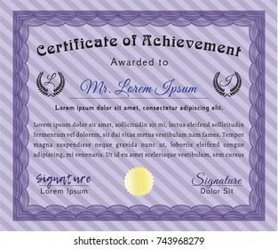Violet Certificate or diploma template. Printer friendly. Cordial design. Detailed. 