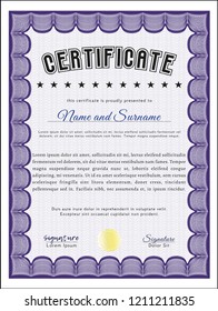 Violet Certificate or diploma template. With quality background. Detailed. Modern design. 