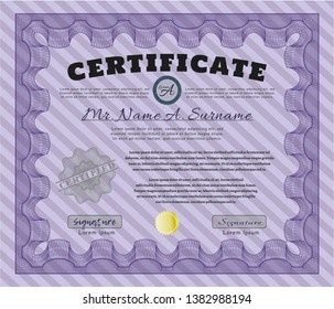 Violet Certificate or diploma template. With quality background. Customizable, Easy to edit and change colors. Superior design. 