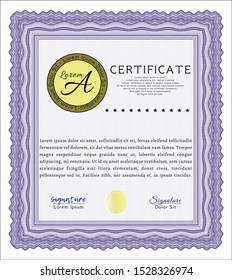 Violet Certificate or diploma template. With quality background. Customizable, Easy to edit and change colors. Money style design. 