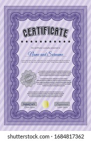 Plantilla de certificado o diploma de infracción. Ilustración vectorial. Fondo complejo. Buen diseño. 