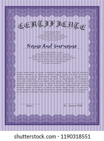 Violet Certificate. Easy to print. Customizable, Easy to edit and change colors. Money design. 