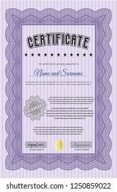 Violet Certificate. Easy to print. Vector illustration. Modern design. 