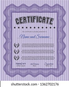 Violet Certificate. Easy to print. Vector illustration. Beauty design. 