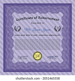 Certificado de infracción.  Diseño elegante.  Fondo complejo.  Detallado. 