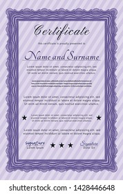 Violet Certificate. Elegant design. Customizable, Easy to edit and change colors. With quality background. 
