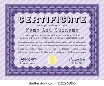 Violet Certificate. Elegant design. Printer friendly. Customizable, Easy to edit and change colors. 
