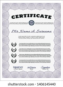 Violet Certificate. Excellent design. Customizable, Easy to edit and change colors. Complex background. 