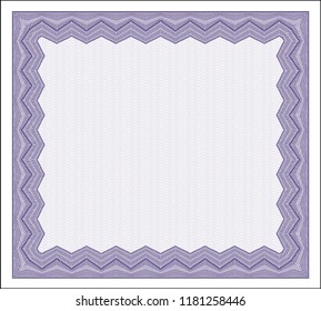 Violet Certificate. Excellent design. Vector illustration. Printer friendly. 