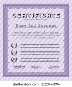 Violet Certificate. Good design. Customizable, Easy to edit and change colors. With linear background. 
