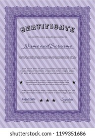 Violet Certificate. Good design. Customizable, Easy to edit and change colors. Easy to print. 