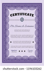 Violet Certificate. With guilloche pattern. Artistry design. Customizable, Easy to edit and change colors. 