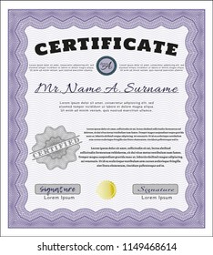 Violet Certificate. With guilloche pattern. Good design. Customizable, Easy to edit and change colors. 