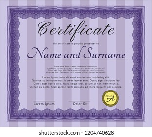 Violet Certificate. Lovely design. Detailed. Printer friendly. 