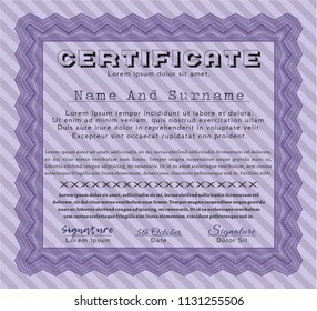 Violet Certificate. Lovely design. With linear background. Customizable, Easy to edit and change colors. 