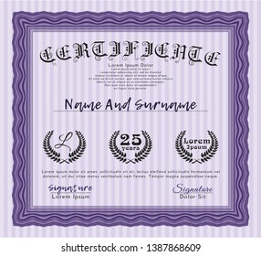 Violet Certificate. Modern design. With complex background. Customizable, Easy to edit and change colors. 