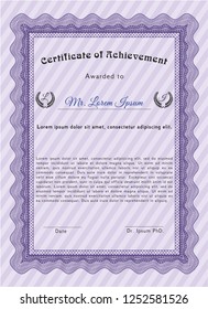 Violet Certificate. Money Pattern. With quality background. Vector illustration. 
