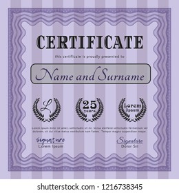 Violet Certificate. Nice design. Customizable, Easy to edit and change colors. With great quality guilloche pattern. 