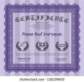 Violet Certificate. Nice design. Detailed. Printer friendly. 