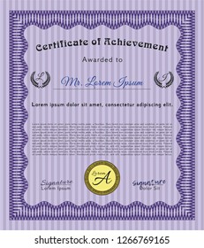 Violet Certificate. Nice design. With great quality guilloche pattern. Customizable, Easy to edit and change colors. 