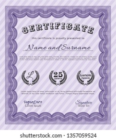 Violet Certificate. Printer friendly. Cordial design. Customizable, Easy to edit and change colors. 