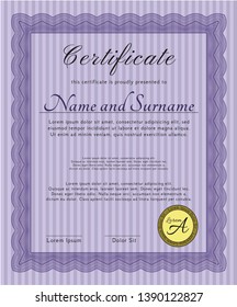 Violet Certificate. With quality background. Customizable, Easy to edit and change colors. Beauty design. 