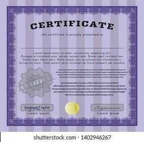 Violet Certificate. With quality background. Customizable, Easy to edit and change colors. Superior design. 