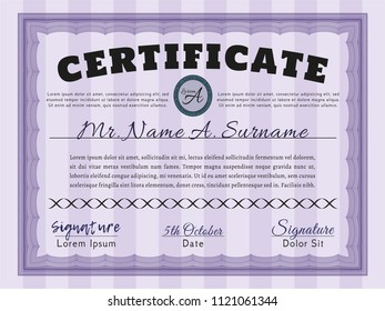 Violet Certificate. Retro design. Customizable, Easy to edit and change colors. Easy to print. 