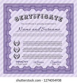 Violet Certificate. Retro design. Easy to print. Detailed. 